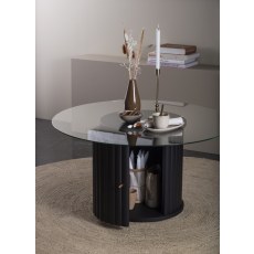 Velvet Coffee Table with Glass Top - 80cm