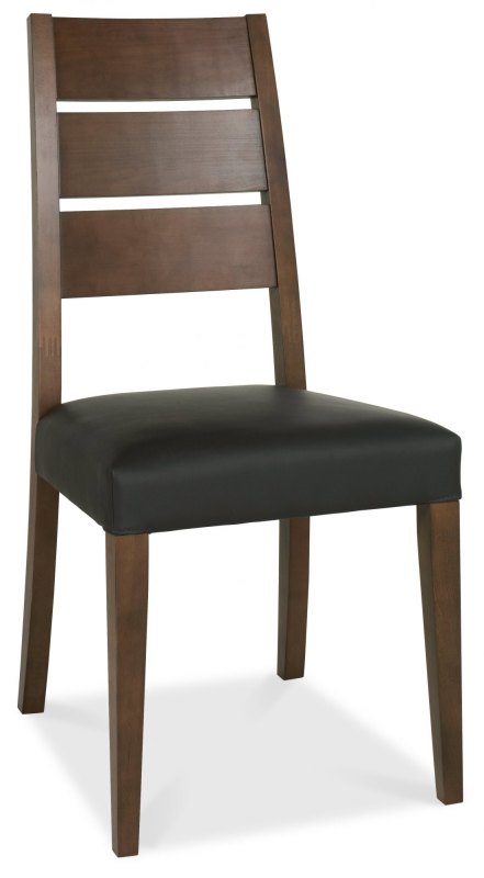 Akita Walnut Slatted Chair - Brown Faux Leather (Single) Akita Walnut Slatted Chair - Brown Faux Leather (Single)