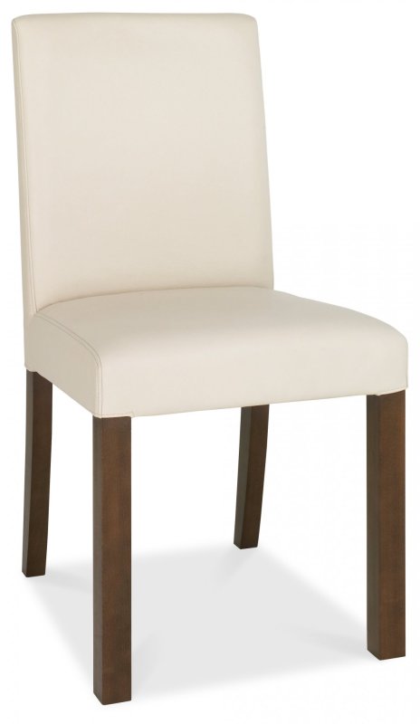 Akita Walnut Uph Chair - Ivory Faux Leather (Single) Akita Walnut Uph Chair - Ivory Faux Leather (Single)