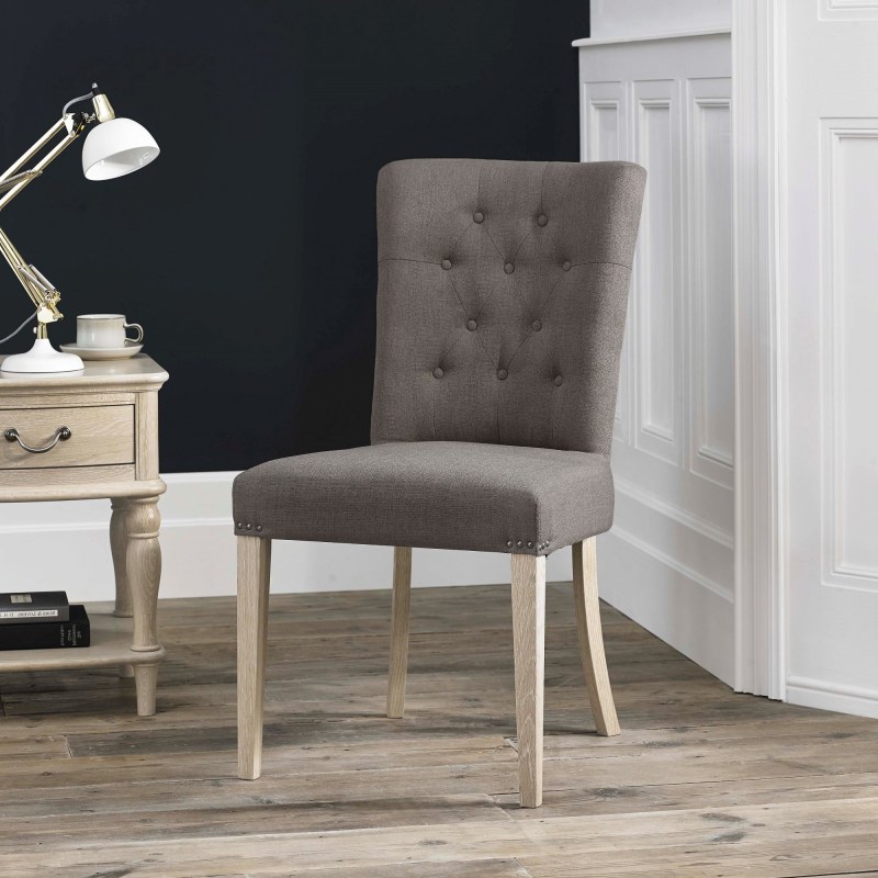 Bentley Designs Bordeaux Chalk Oak Uph Chair - Titanium Fabric (Pair)