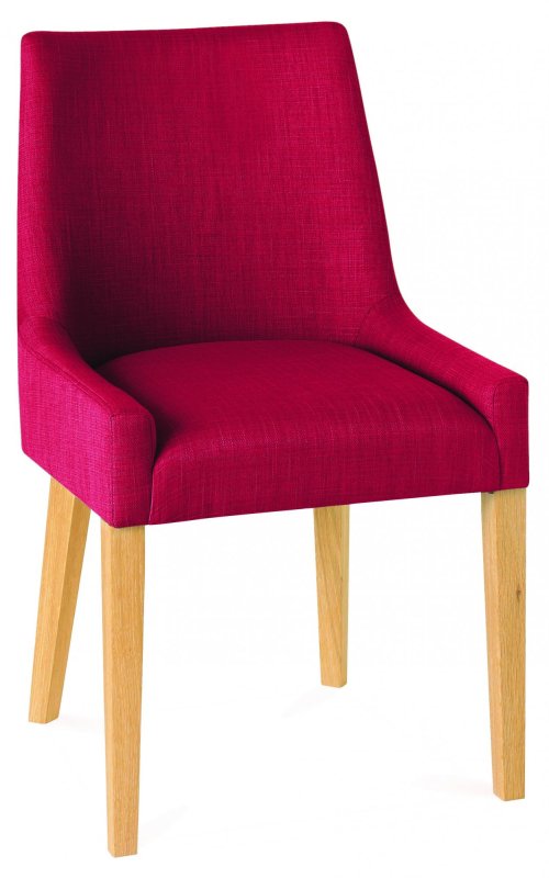 Ella Oak Scoop Back Chair - Red Fabric (Single) Ella Oak Scoop Back Chair - Red Fabric (Single)