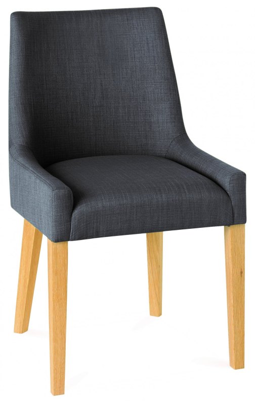 Ella Oak Scoop Back Chair - Steel Fabric (Single) Ella Oak Scoop Back Chair - Steel Fabric (Single)