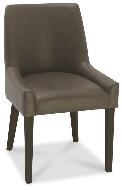 Ella Walnut Scoop Back Chair - Distressed Bonded Leather (Pair) Ella Walnut Scoop Back Chair - Distressed Bonded Leather (Pair)