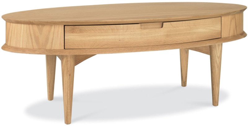Oslo Oak Coffee Table With Drawer - Grade A1 - Ref #0031 Oslo Oak Coffee Table With Drawer - Grade A1 - Ref #0031