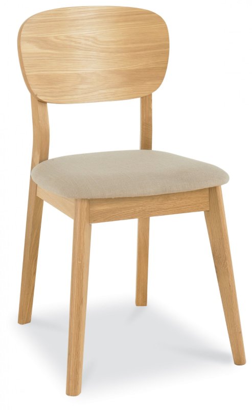Oslo Oak Veneered Back Chair-Stone Fabric (Single) Oslo Oak Veneered Back Chair-Stone Fabric (Single)