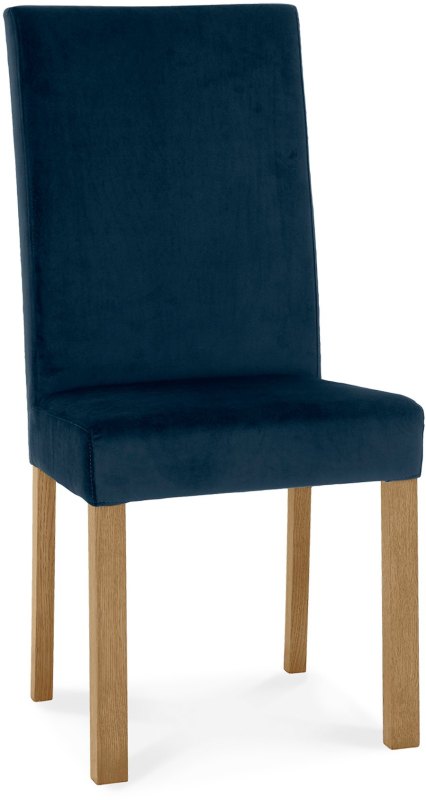 Parker Light Oak Square Back Chair - Dark Blue Velvet Fabric (Pair) Parker Light Oak Square Back Chair - Dark Blue Velvet Fabric (Pair)