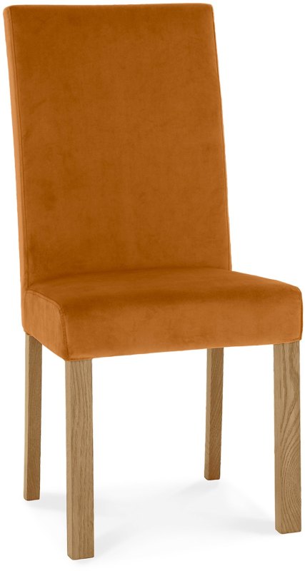 Parker Light Oak Square Back Chair - Harvest Pumpkin Velvet Fabric (Pair) Parker Light Oak Square Back Chair - Harvest Pumpkin Velvet Fabric (Pair)