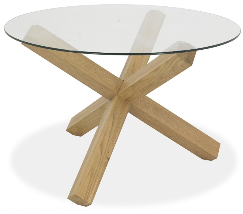 Turin Light Oak Circular Glass Table Turin Light Oak Circular Glass Table