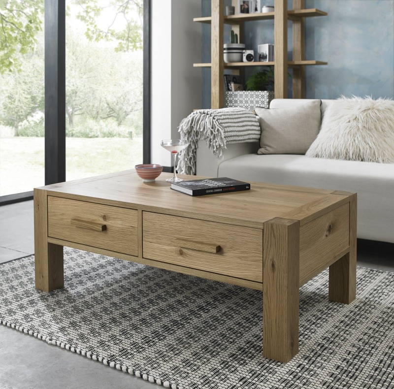 Turin Light Oak Coffee Table With Drawers Turin Light Oak Coffee Table With Drawers