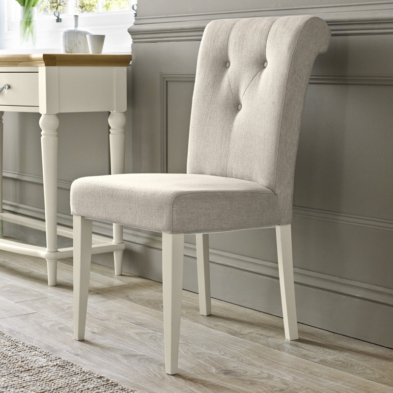 Ashley Antique White Uph Chair - Sand Fabric (Pair) Ashley Antique White Uph Chair - Sand Fabric (Pair)