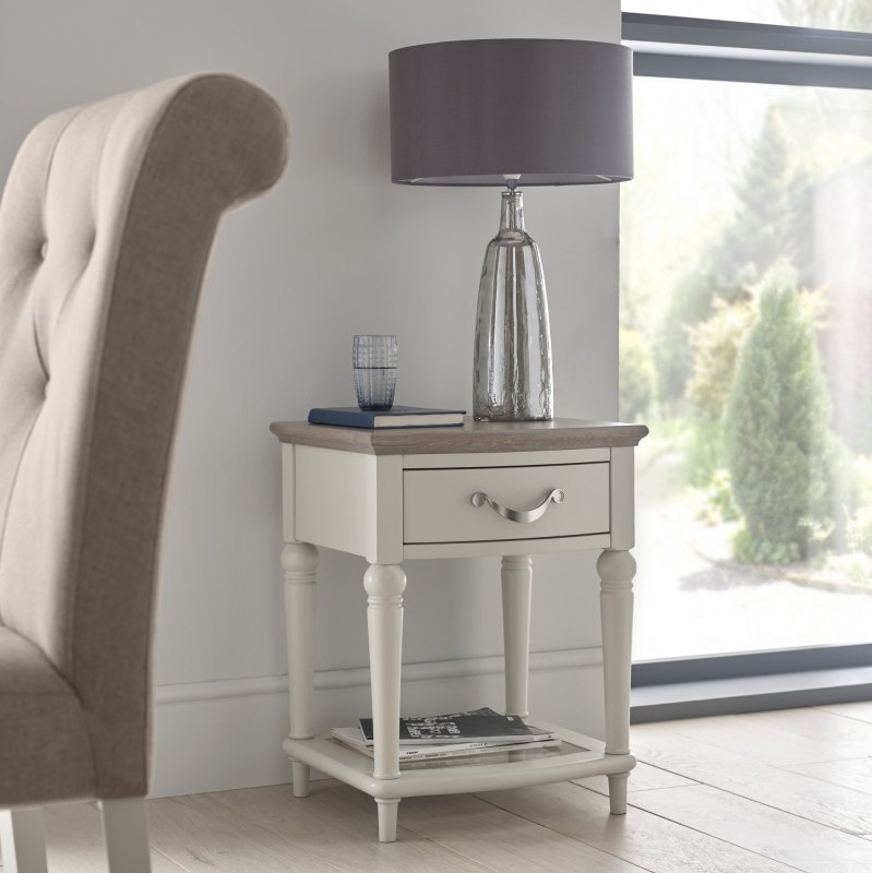 Ashley Grey Washed Oak & Soft Grey Lamp Table With Drawer Ashley Grey Washed Oak & Soft Grey Lamp Table With Drawer