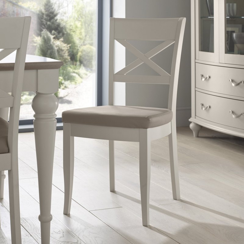 Ashley Soft Grey X Back Chair - Grey Bonded Leather (Single) - Grade A3 - Ref #0545 Ashley Soft Grey X Back Chair - Grey Bonded Leather (Single) - Grade A3 - Ref #0545