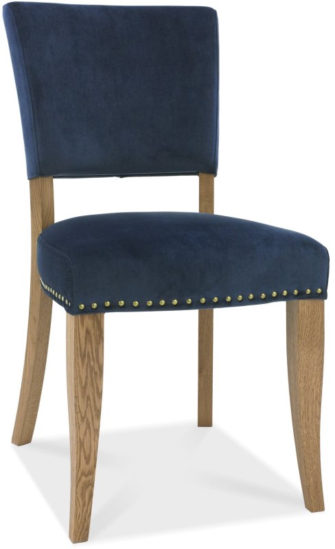 Charleston Rustic Oak Uph Chair - Dark Blue Velvet Fabric (Single) - Grade A3 - Ref #0302 Charleston Rustic Oak Uph Chair - Dark Blue Velvet Fabric (Single) - Grade A3 - Ref #0302