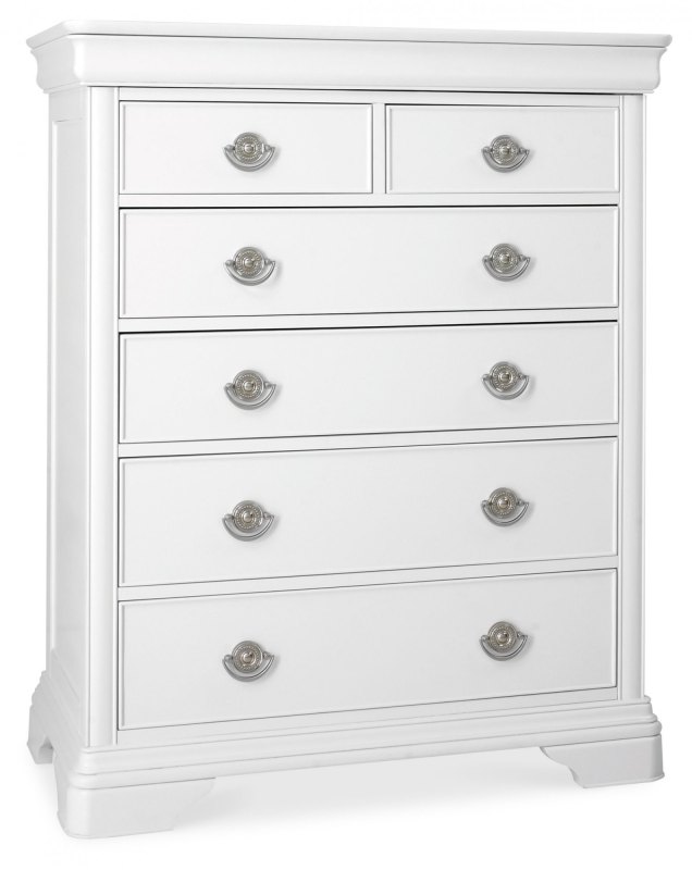 Bentley Designs Chantilly White Bedroom 2+4 Chest of Drawers- angle