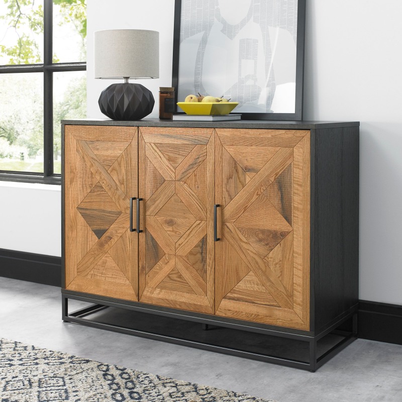 Harvey Rustic Oak & Peppercorn Narrow Sideboard - Grade A2 - Ref #0429 Harvey Rustic Oak & Peppercorn Narrow Sideboard - Grade A2 - Ref #0429