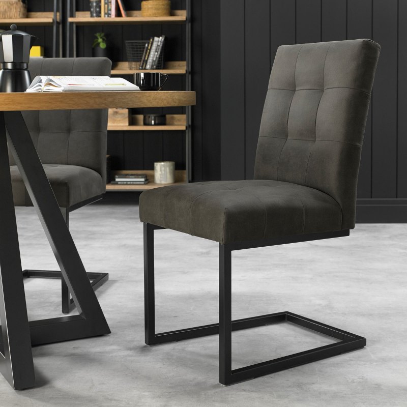 Harvey Uph Cantilever Chair - Dark Grey Fabric (Pair) Harvey Uph Cantilever Chair - Dark Grey Fabric (Pair)