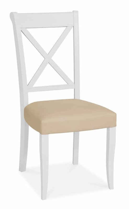 Montana Two Tone X Back Chair - Ivory Bonded Leather (Pair) - Grade A2 - Ref #0003-4 Montana Two Tone X Back Chair - Ivory Bonded Leather (Pair) - Grade A2 - Ref #0003-4