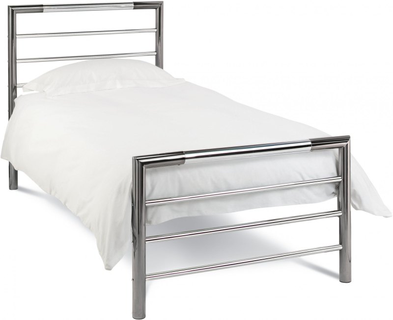 Urban Shiny Nickel & Black Nickel Bedstead Single 90cm Urban Shiny Nickel & Black Nickel Bedstead Single 90cm