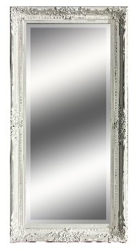 Leaner Wood Frame With Bevel Mirror - Antique White Leaner Wood Frame With Bevel Mirror - Antique White