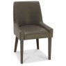 Ella Dark Oak Scoop Back Chair - Distressed Bonded Leather (Pair) Ella Dark Oak Scoop Back Chair - Distressed Bonded Leather (Pair)