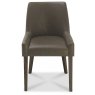 Ella Dark Oak Scoop Back Chair - Distressed Bonded Leather (Pair) Ella Dark Oak Scoop Back Chair - Distressed Bonded Leather (Pair)