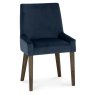 Ella Dark Oak Scoop Back Chair - Dark Blue Velvet Fabric (Pair)