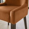 Ella Dark Oak Scoop Back Chair - Harvest Pumpkin Velvet Fabric (Pair) Ella Dark Oak Scoop Back Chair - Harvest Pumpkin Velvet Fabric (Pair)