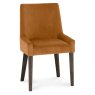 Ella Dark Oak Scoop Back Chair - Harvest Pumpkin Velvet Fabric (Pair) Ella Dark Oak Scoop Back Chair - Harvest Pumpkin Velvet Fabric (Pair)