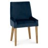 Ella Light Oak Scoop Back Chair - Dark Blue Velvet Fabric (Pair)