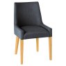 Ella Oak Scoop Back Chair - Steel Fabric (Single)