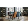 Parker Dark Oak Square Back Chair - Dark Blue Velvet Fabric (Pair) Parker Dark Oak Square Back Chair - Dark Blue Velvet Fabric (Pair)