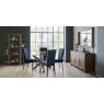 Parker Dark Oak Square Back Chair - Dark Blue Velvet Fabric (Pair) Parker Dark Oak Square Back Chair - Dark Blue Velvet Fabric (Pair)