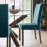 Parker Dark Oak Square Back Chair - Sea Green Velvet Fabric (Pair)