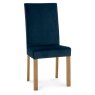Parker Light Oak Square Back Chair - Dark Blue Velvet Fabric (Pair)