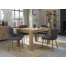 Turin Light Oak 4-6 Seater Table & 4 Kent Dark Grey Faux Leather Chairs - Gold Legs