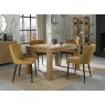 Turin Light Oak 4-6 Seater Table & 4 Kent Mustard Velvet Chairs - Black Legs