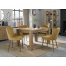 Turin Light Oak 4-6 Seater Table & 4 Kent Mustard Velvet Chairs - Gold Legs