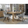 Turin Light Oak 4-6 Seater Table & 4 Oxford Grey Velvet Chairs