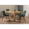 Turin Light Oak 4-6 Seater Table & 4 Fontana Green Velvet Chairs