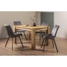 Turin Light Oak 4-6 Seater Table & 4 Fontana Grey Velvet Chairs