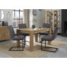Turin Light Oak 4-6 Seater Table & 4 Lewis Distressed Dark Grey Fabric Cantilever Chairs