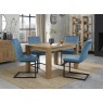 Turin Light Oak 4-6 Seater Table & 4 Lewis Petrol Blue Cantilever Chairs