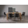 Turin Light Oak 6 Seater Table & 6 Kent Dark Grey Faux Leather Chairs - Gold Legs