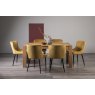 Turin Light Oak 6 Seater Table & 6 Kent Mustard Velvet Chairs - Black Legs