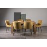 Turin Light Oak 6 Seater Table & 6 Kent Mustard Velvet Chairs - Gold Legs