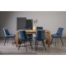 Turin Light Oak 6 Seater Table & 6 Fontana Blue Velvet Chairs