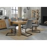 Turin Light Oak 6-10 Seater Table & 6 Lewis Grey Velvet Cantilever Chairs