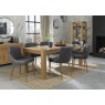 Turin Light Oak 6-10 Seater Table & 8 Kent Dark Grey Faux Leather Chairs - Gold Legs