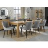 Turin Light Oak 6-10 Seater Table & 8 Kent Grey Velvet Chairs - Black Legs