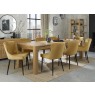 Turin Light Oak 6-10 Seater Table & 8 Kent Mustard Velvet Chairs - Black Legs